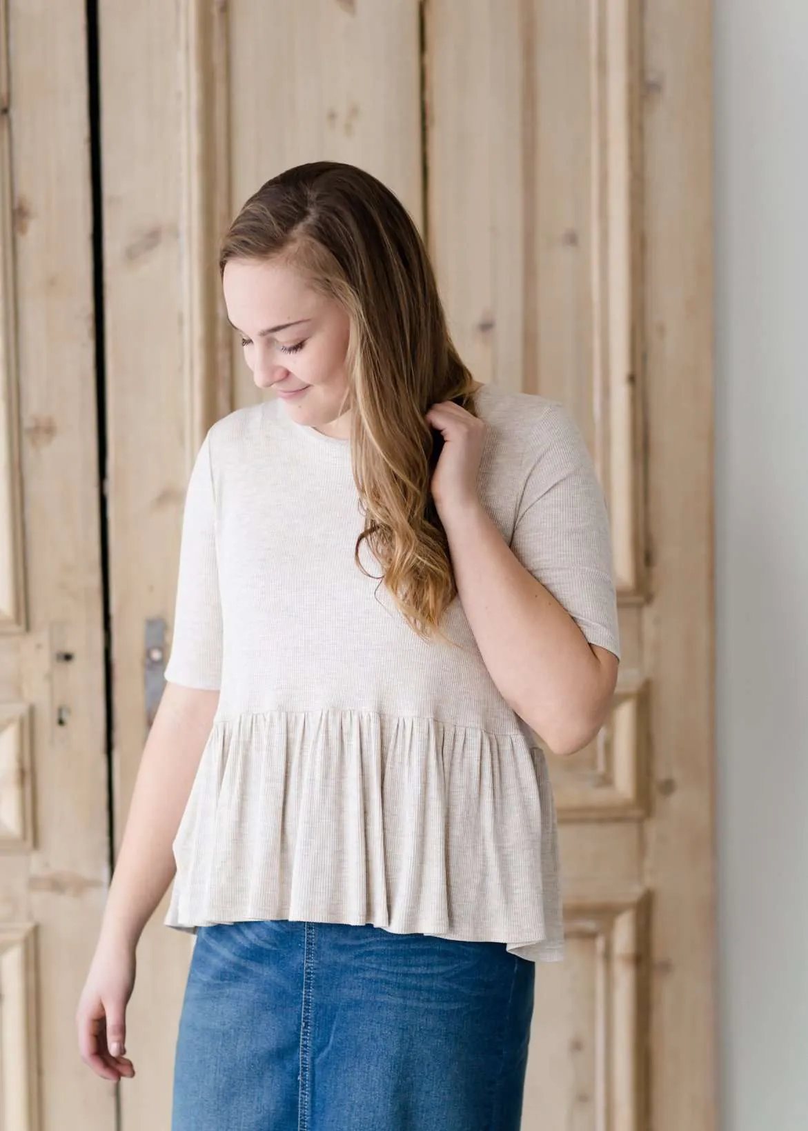 Loose Knit Peplum Top-FINAL SALE