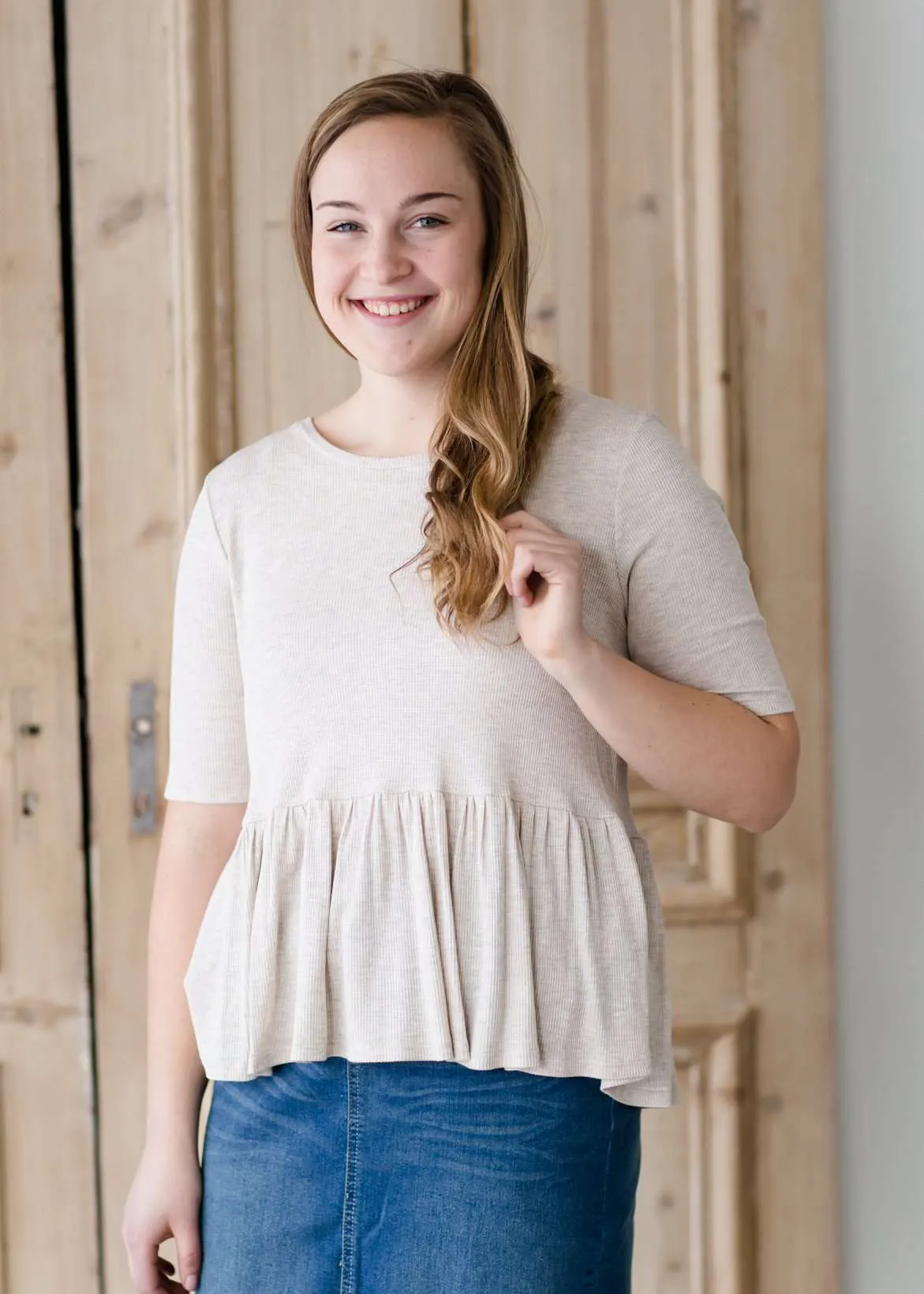 Loose Knit Peplum Top-FINAL SALE