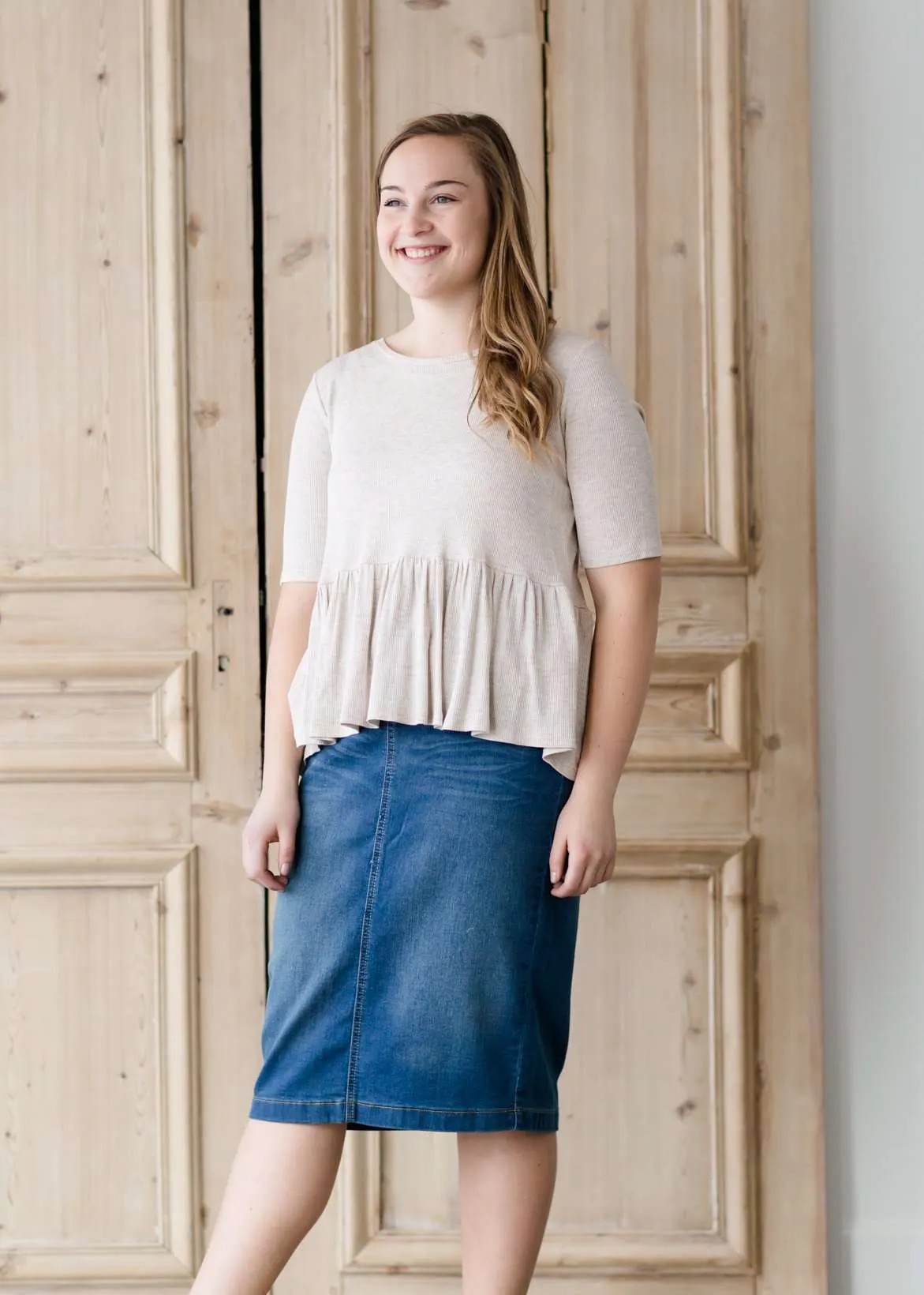 Loose Knit Peplum Top-FINAL SALE
