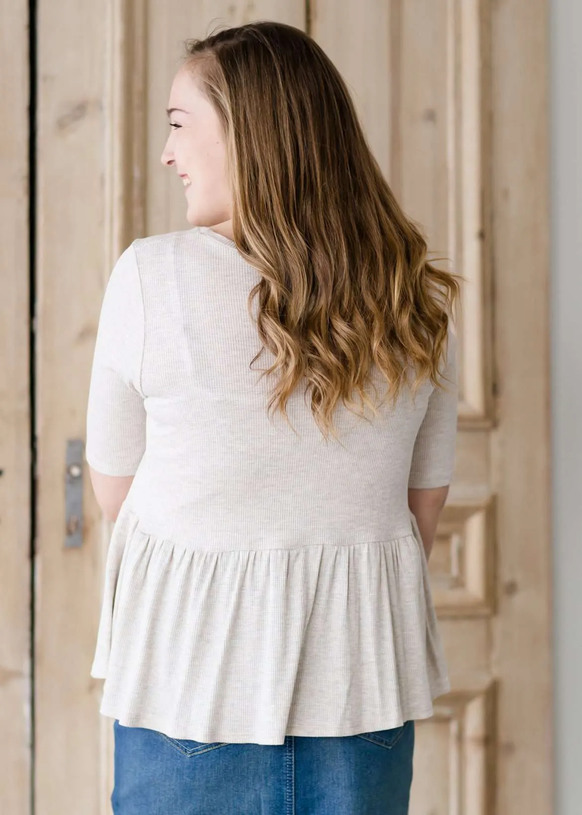 Loose Knit Peplum Top-FINAL SALE