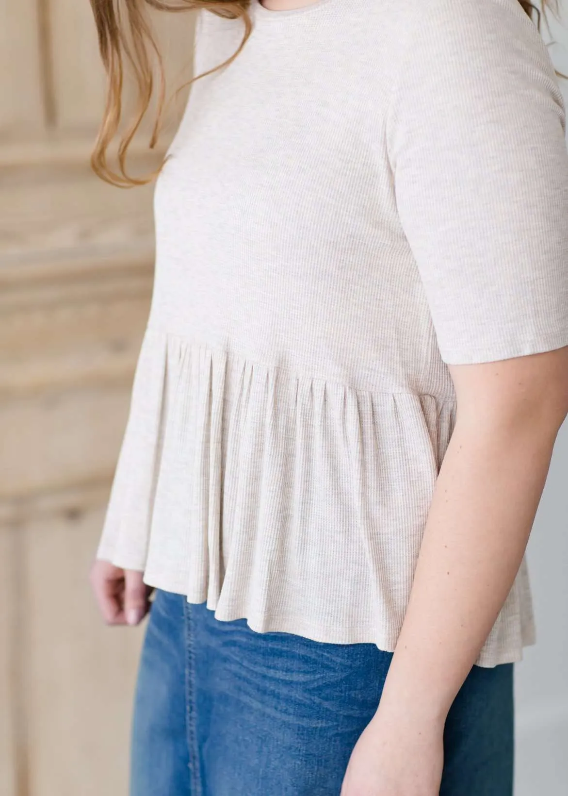 Loose Knit Peplum Top-FINAL SALE