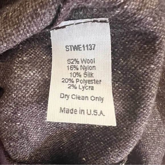 LOUIS VERDAD Tweed Wool Midi Skirt Side Zip Brown Size XS Vintage Inspired