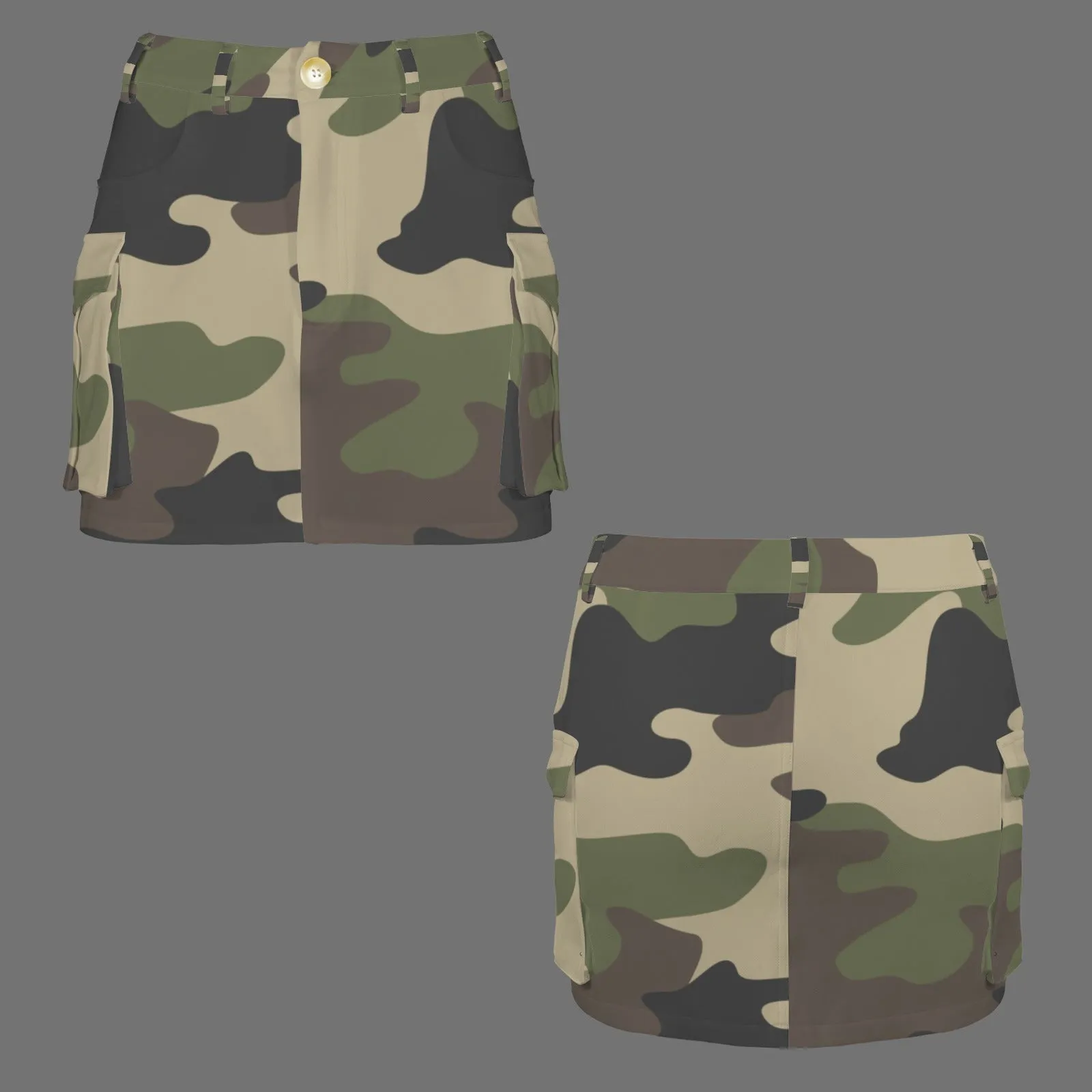 Low Waist Button Pocket Cargo Mini Skirt