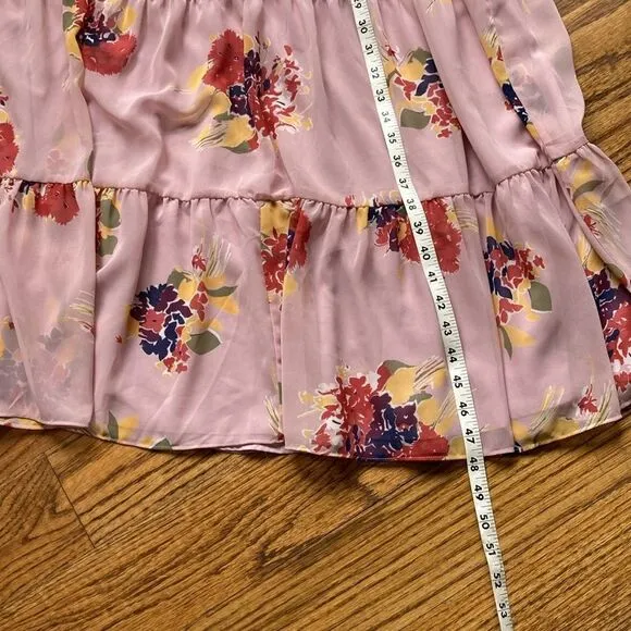 Madewell Floral Tie-Sleeve Tiered Midi Lined Dress in Market Bouquet Size S