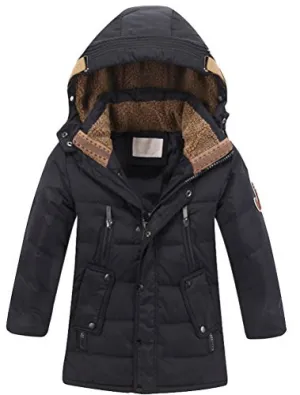 Mallimoda Boys' Hooded Puffer Jacket, Black.