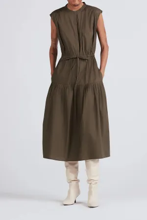 Margaret Waist Tie Sleeveless Midi Dress in Grape Leaf