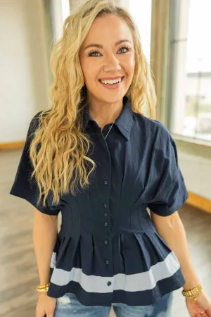 MCKINLEY BUTTON UP PEPLUM TOP