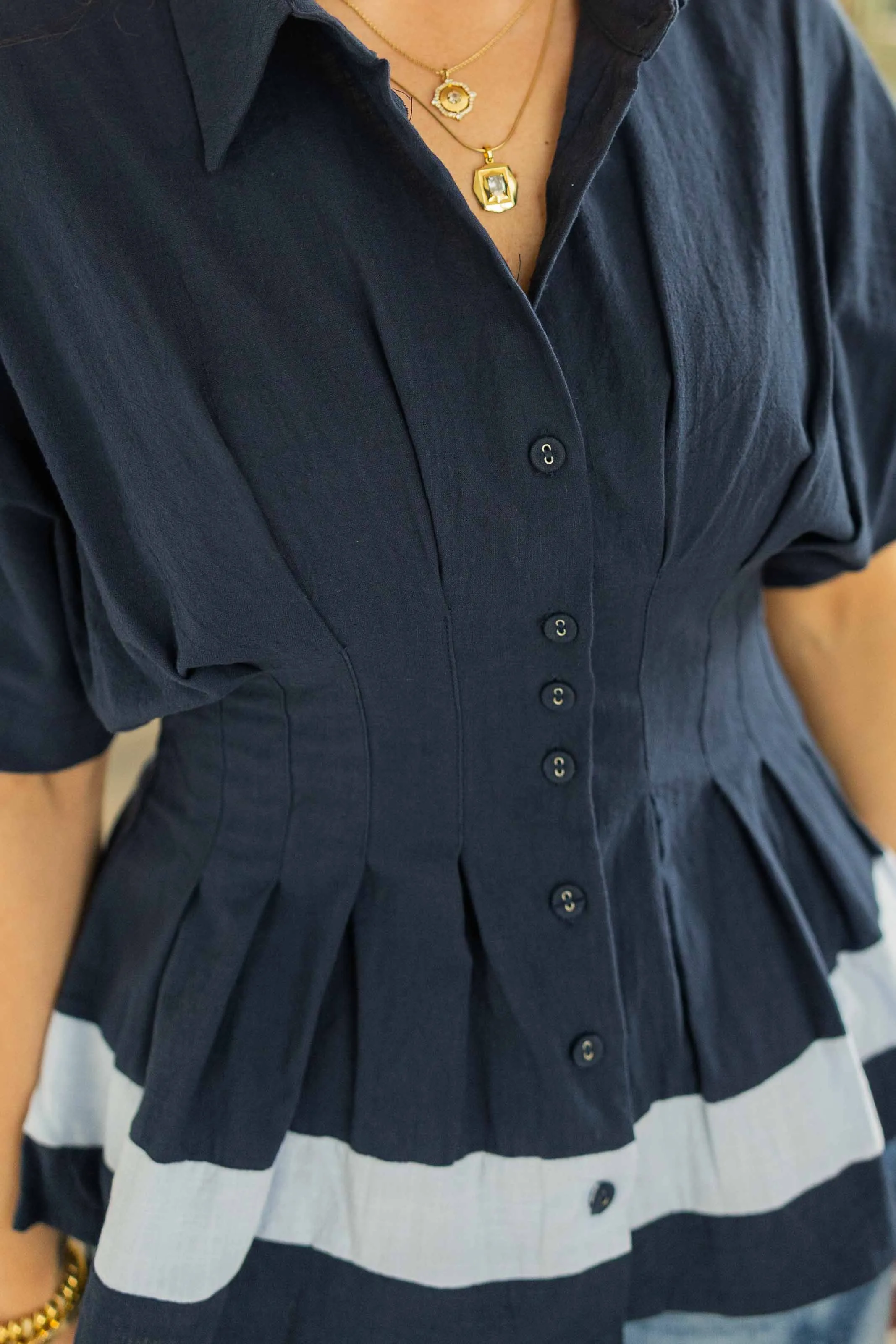 MCKINLEY BUTTON UP PEPLUM TOP