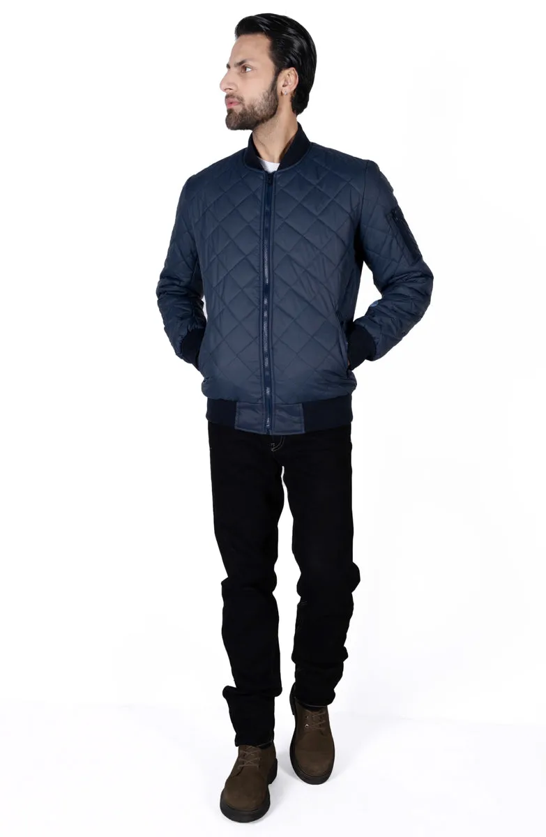 Men navy blue Daimond full sleeves jacket