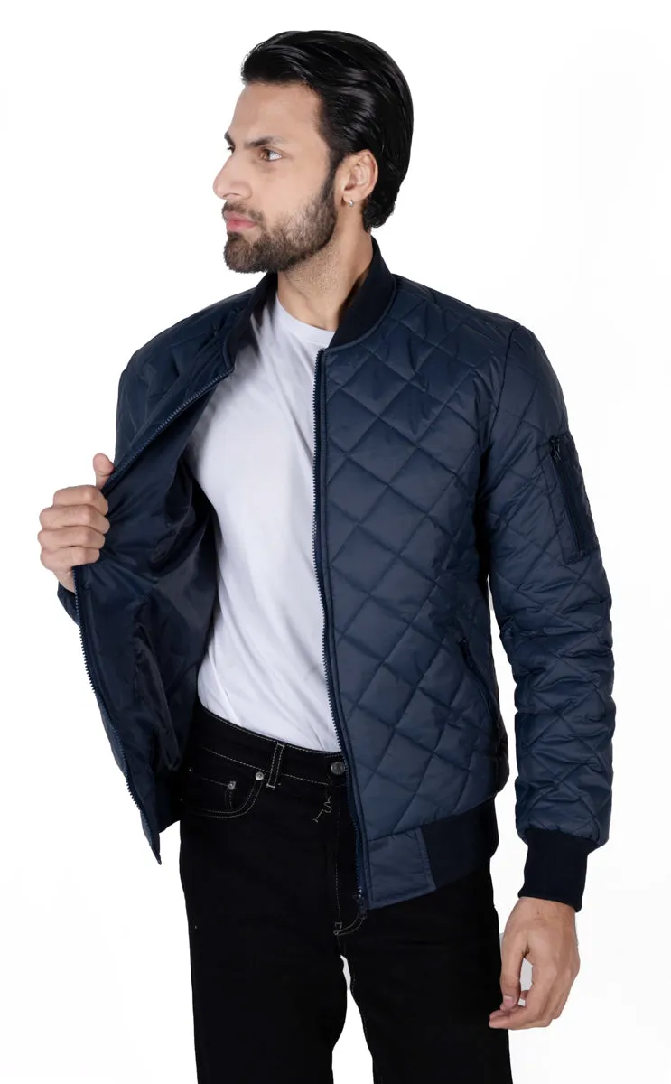 Men navy blue Daimond full sleeves jacket