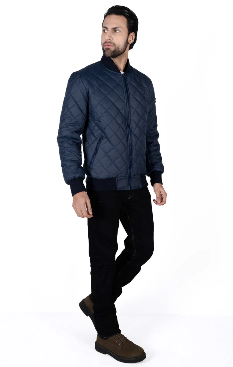 Men navy blue Daimond full sleeves jacket