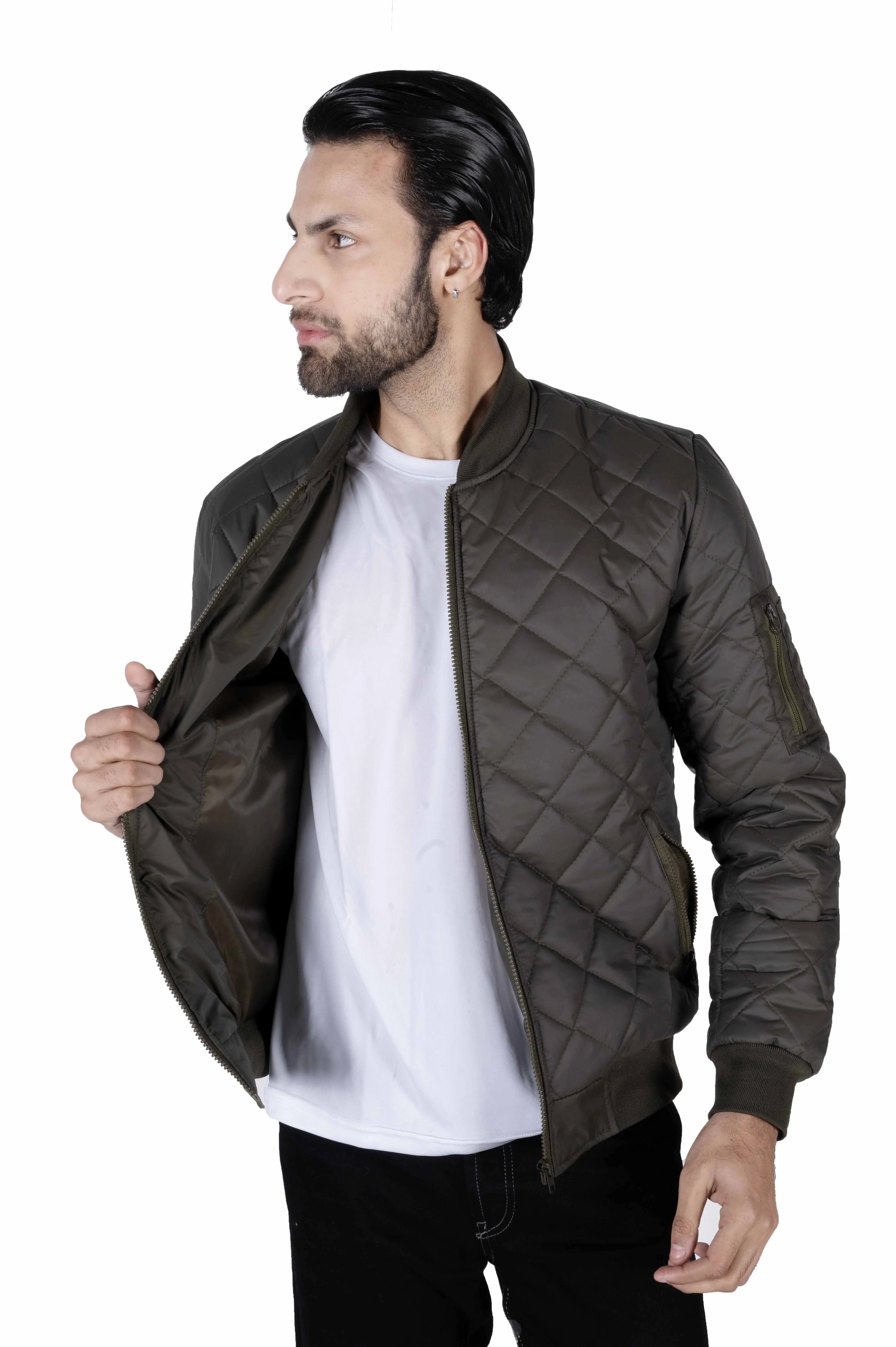 Men olive Daimond full sleeves jacket