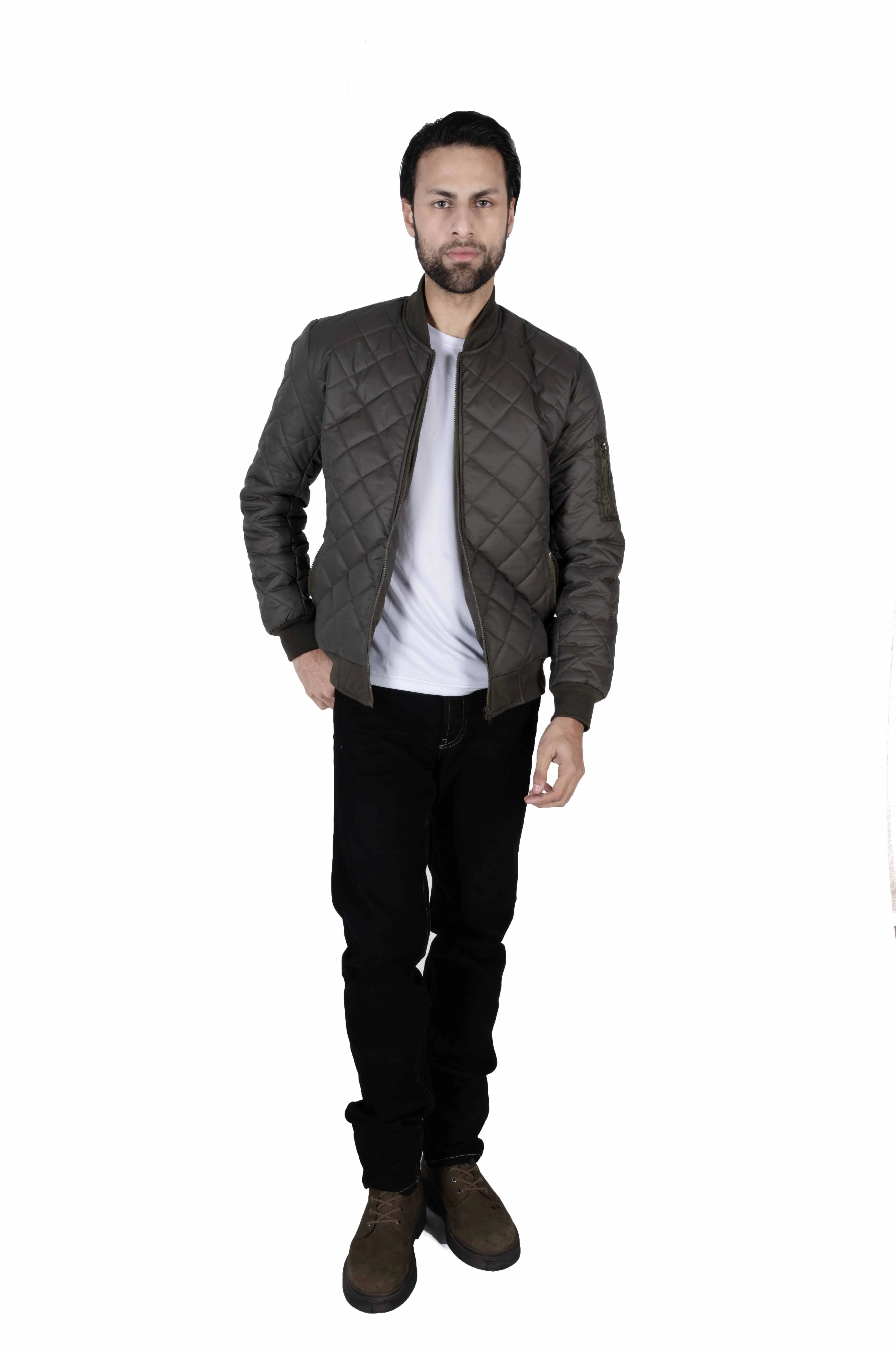 Men olive Daimond full sleeves jacket