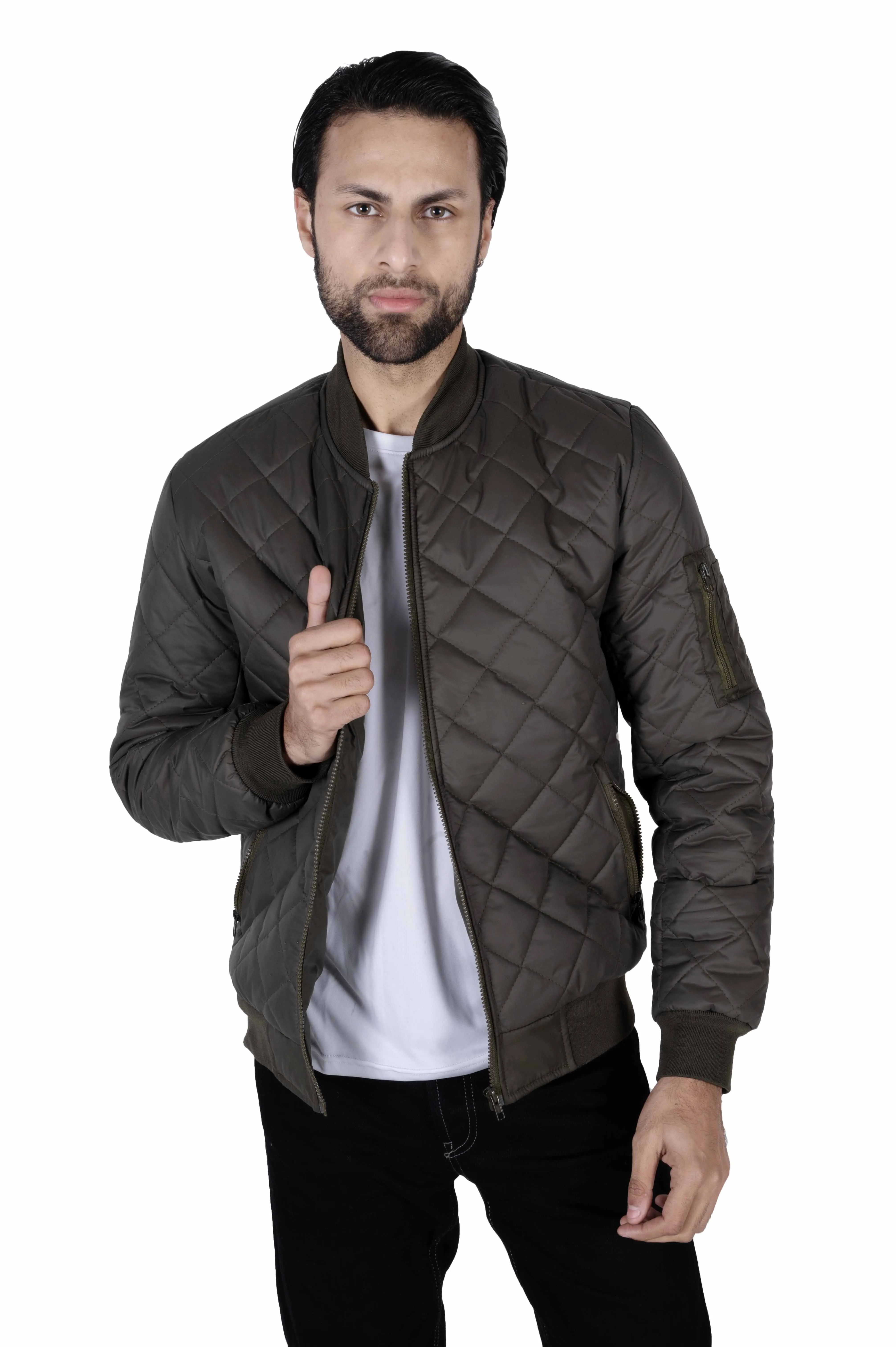Men olive Daimond full sleeves jacket