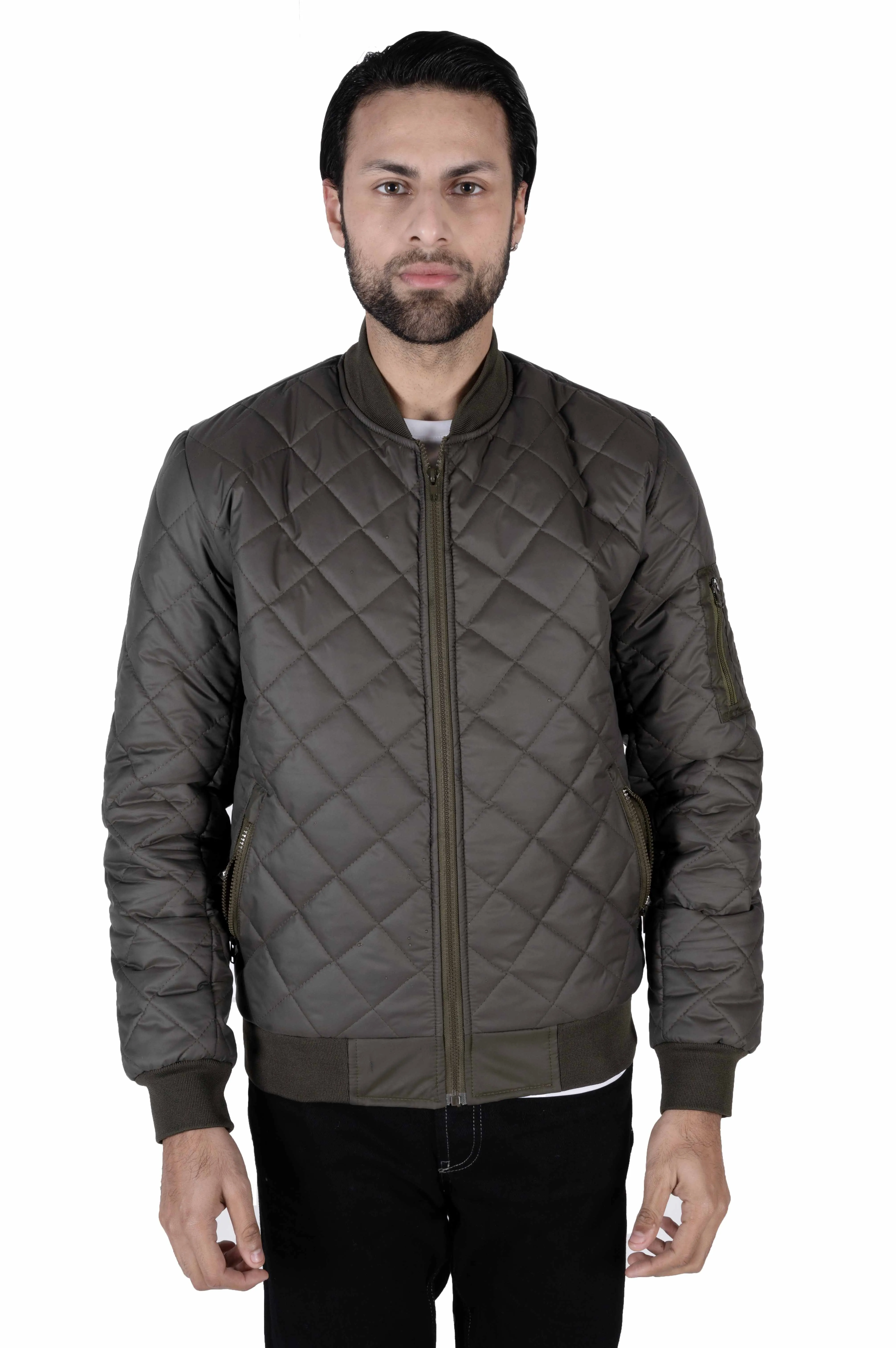 Men olive Daimond full sleeves jacket