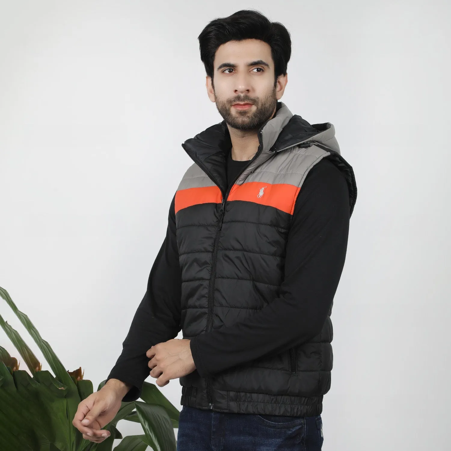 Men's Puffer Jacket - Grey & Black
