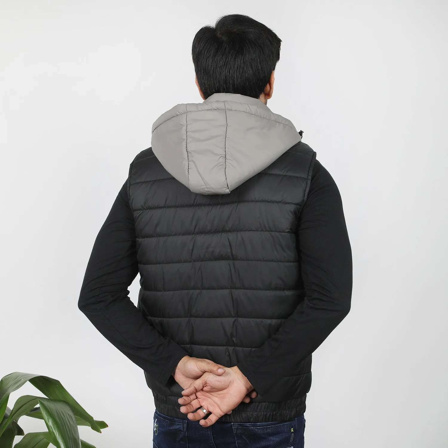 Men's Puffer Jacket - Grey & Black