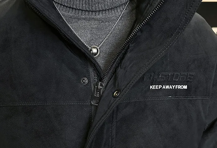 Men's Quilted Puffer Jacket with Flap Pocket and Elastic Band Cuff