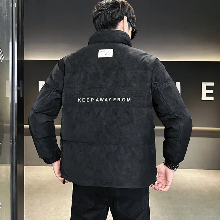 Men's Quilted Puffer Jacket with Flap Pocket and Elastic Band Cuff