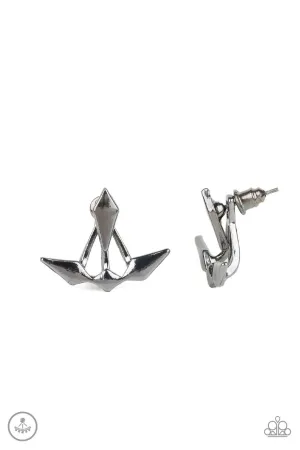 Metal Origami Black Paparazzi Earrings