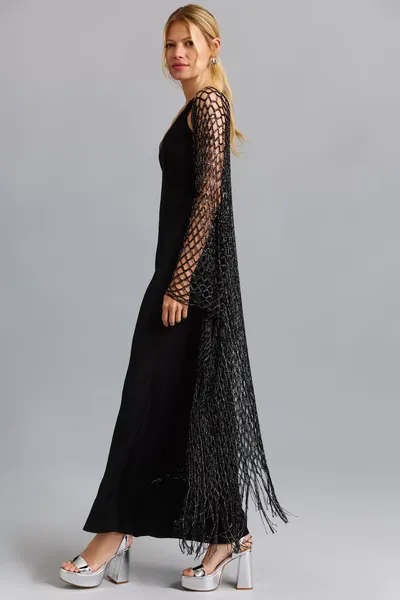 Metallic Crochet Fringed Kimono