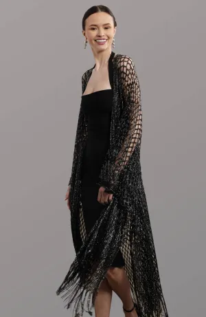 Metallic Crochet Fringed Kimono