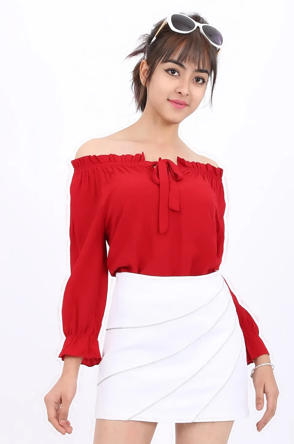 MISS PINKI Amber mini skirt in white