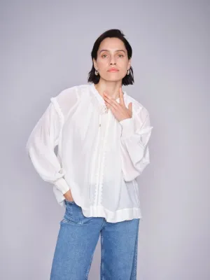 Mosmosh Marb Sansa Emb Balloon Sleeve Blouse
