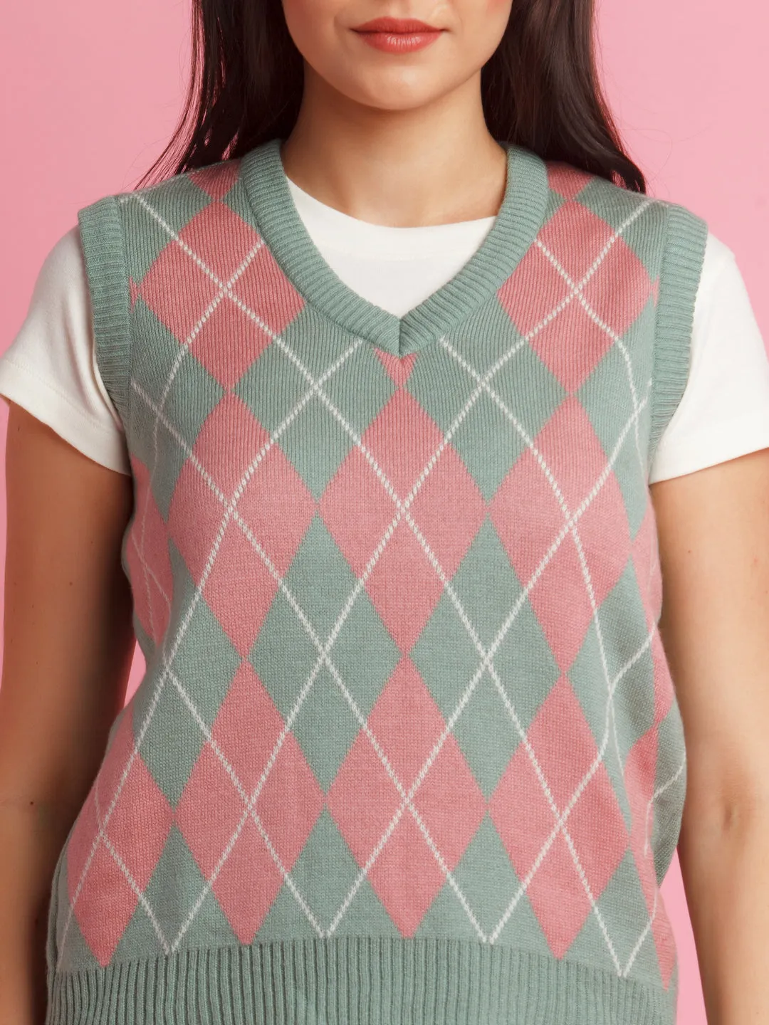 Multi Color Checked Sweater