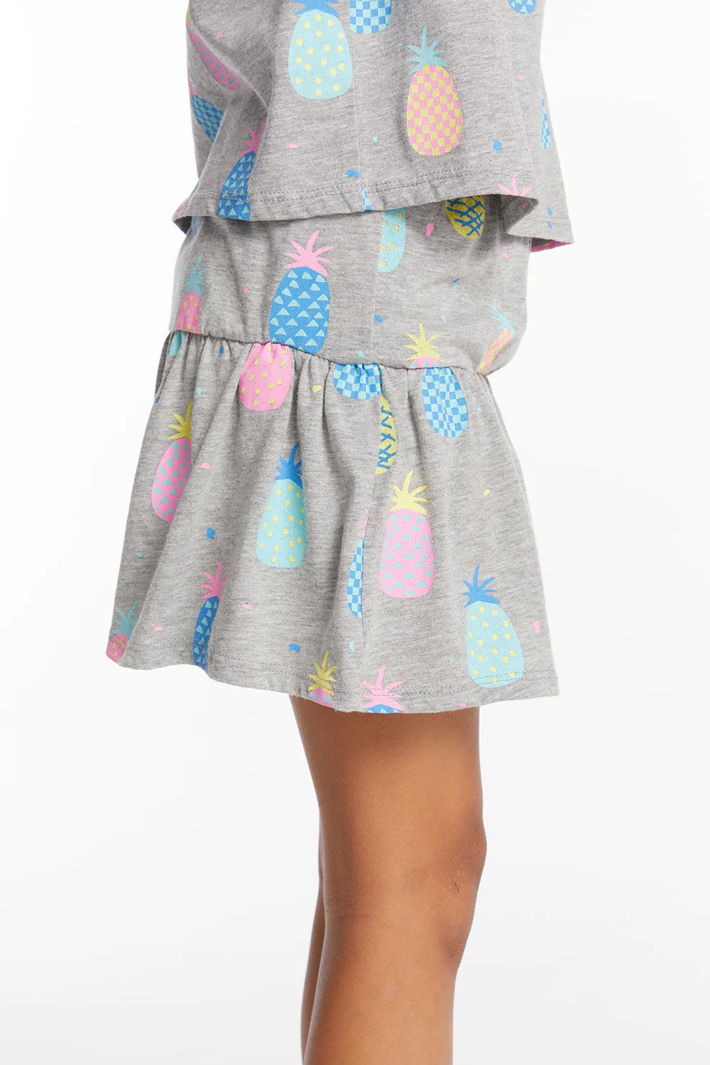 Multi Pineapple Girls Peplum Skort