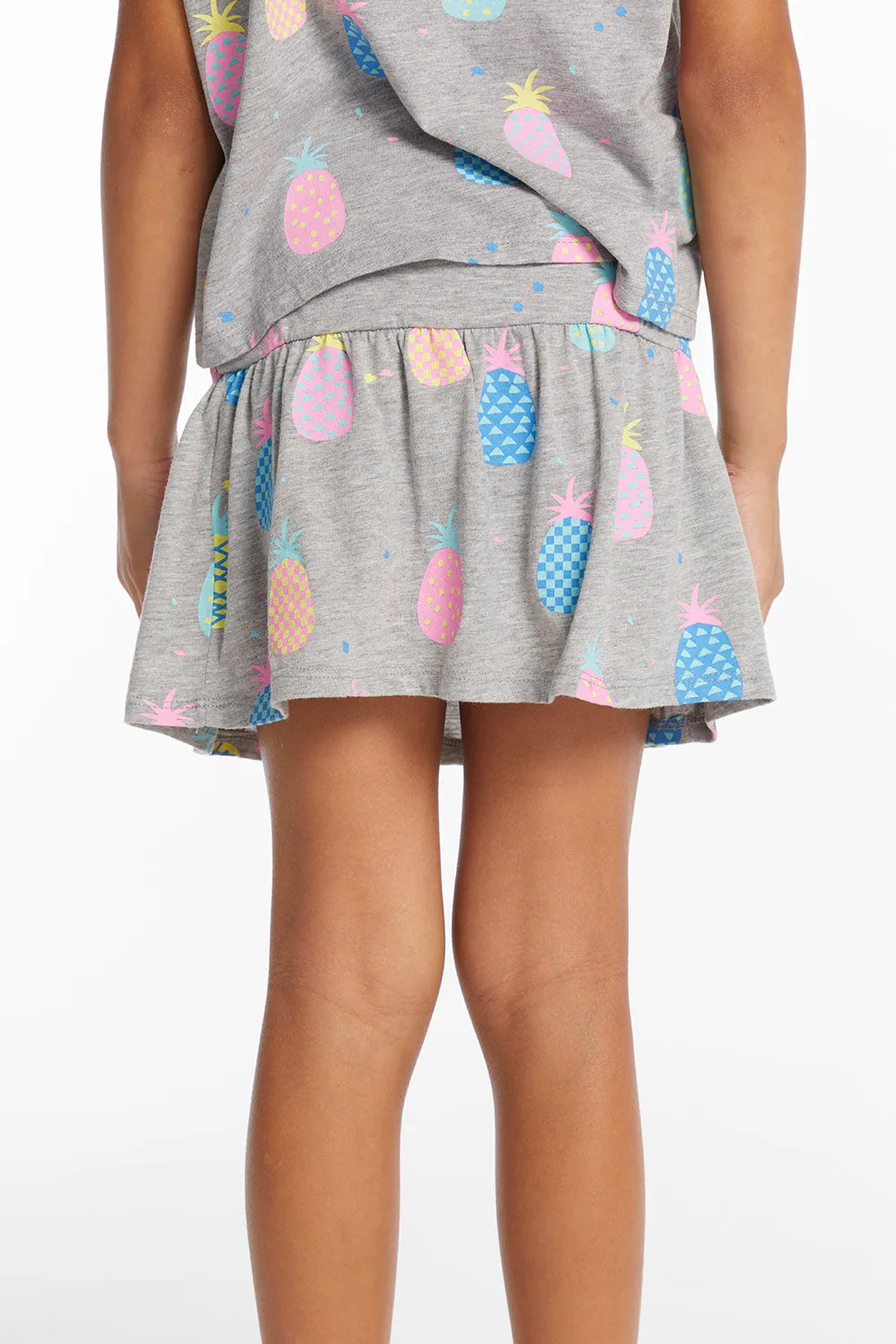 Multi Pineapple Girls Peplum Skort