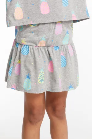 Multi Pineapple Girls Peplum Skort