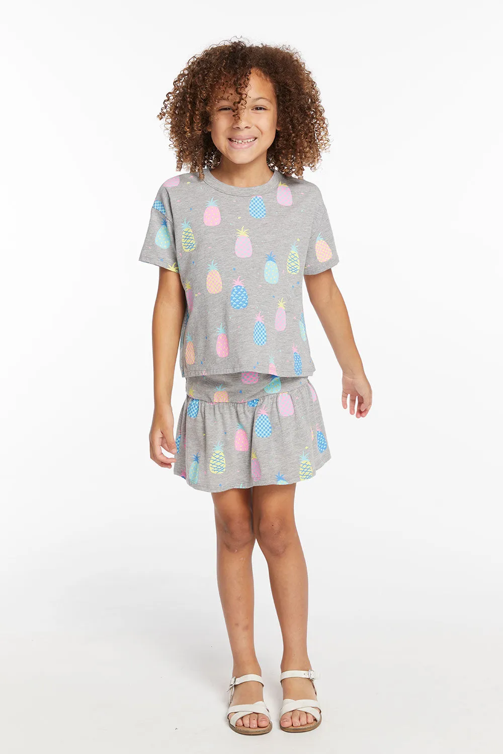 Multi Pineapple Girls Peplum Skort