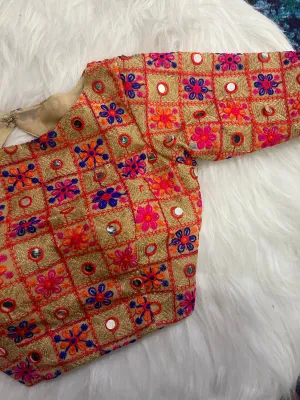 MULTICOLOR EMBROIDERY BLOUSE - BEIGE