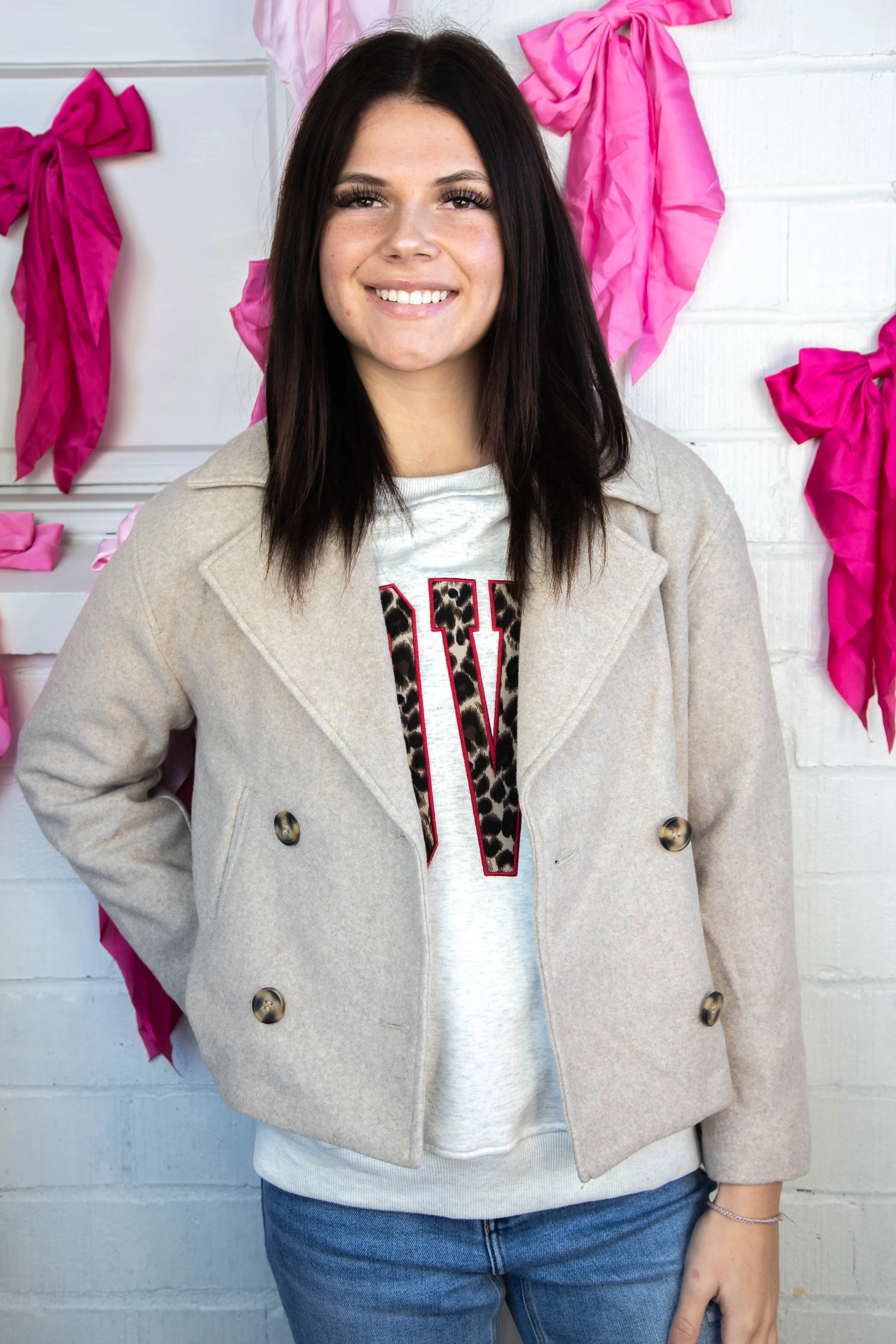Myka Double Breasted Jacket, Oatmeal