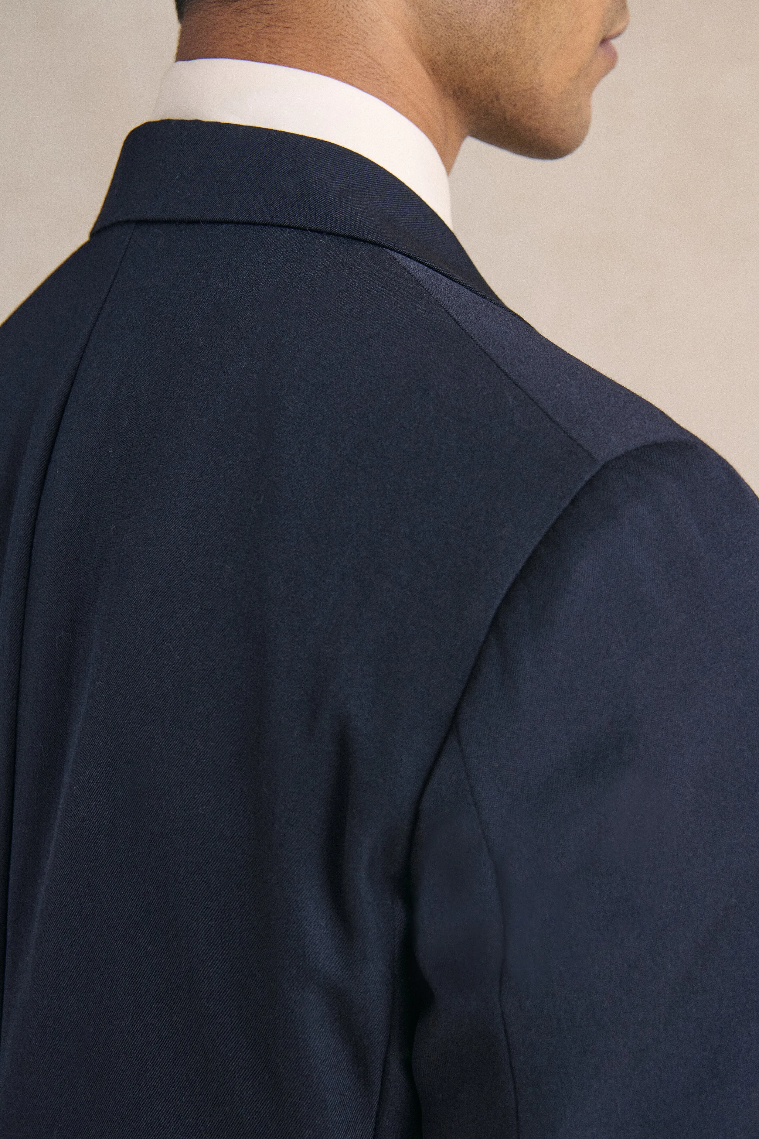 Navy Single Breasted Gabardine Jacket