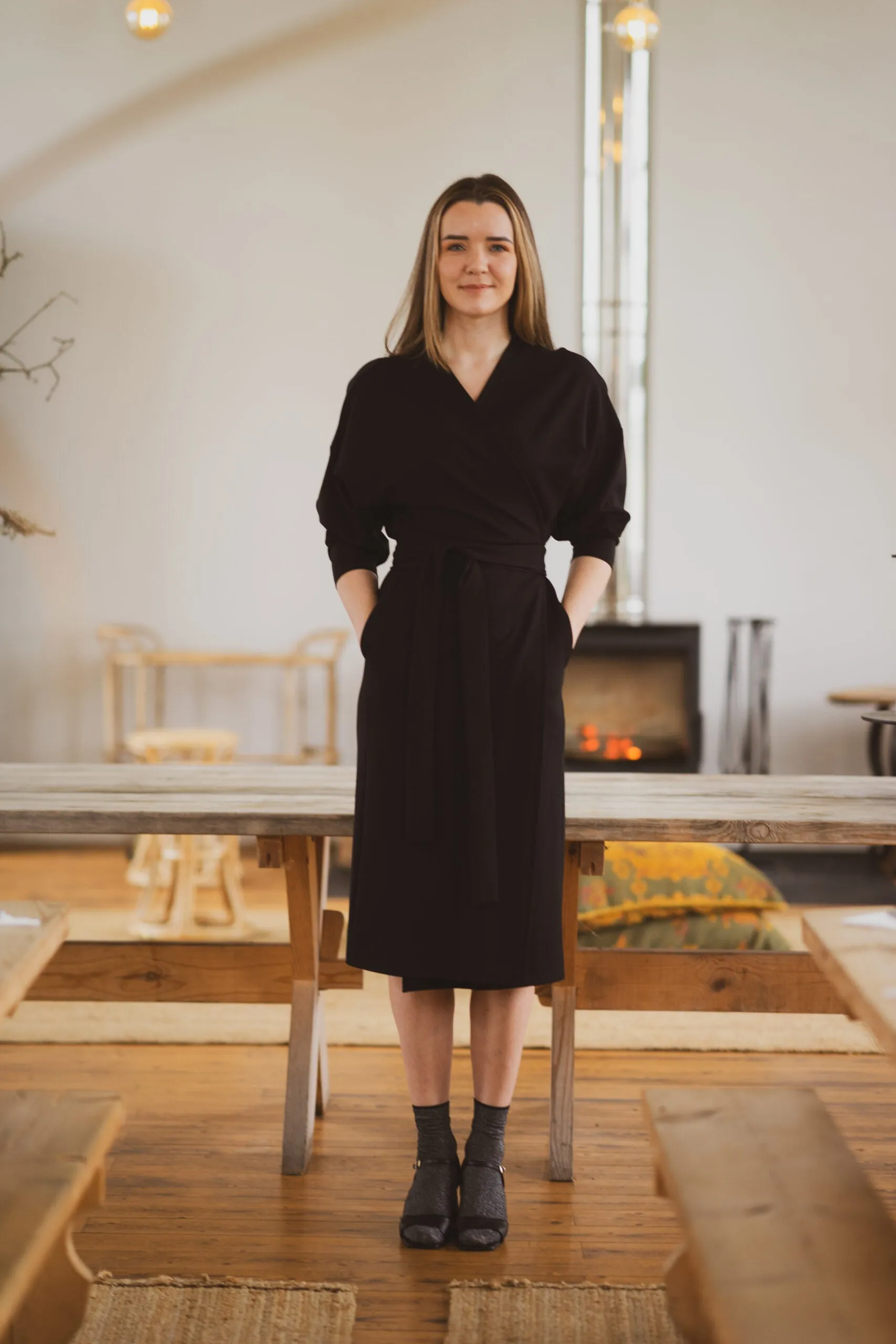 Nola Kimono Dress Black