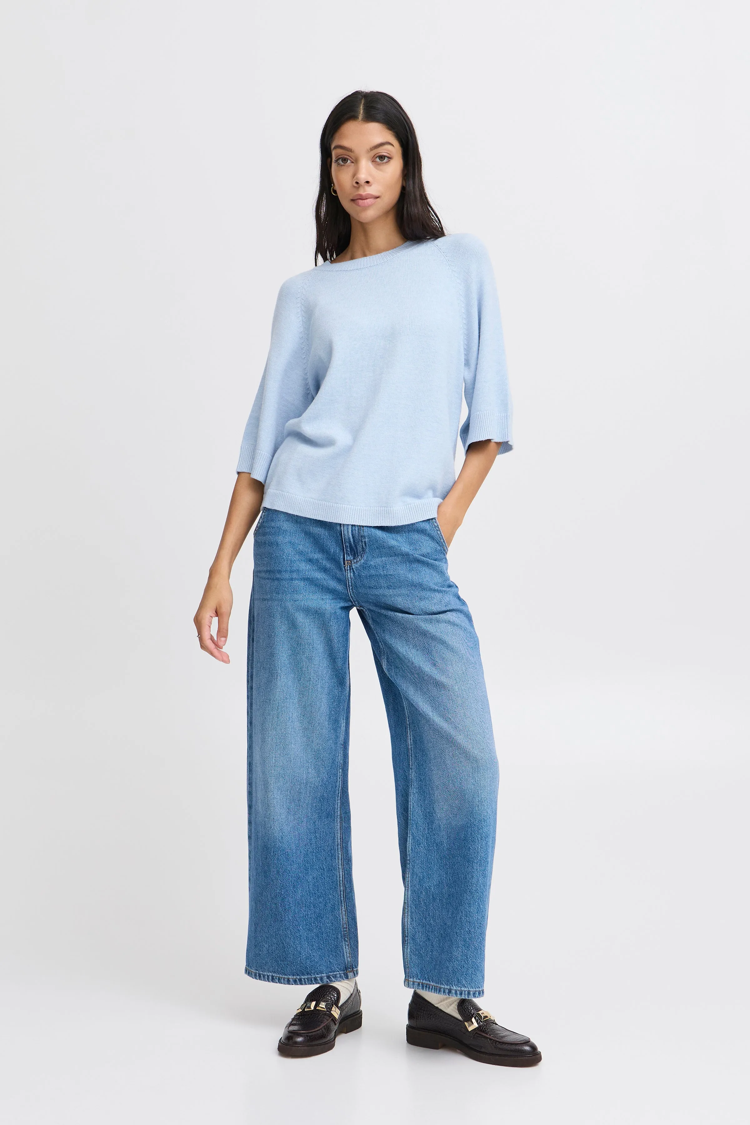 Nonina Loose Short Sleeve Jumper | Cashmere Blue Melange