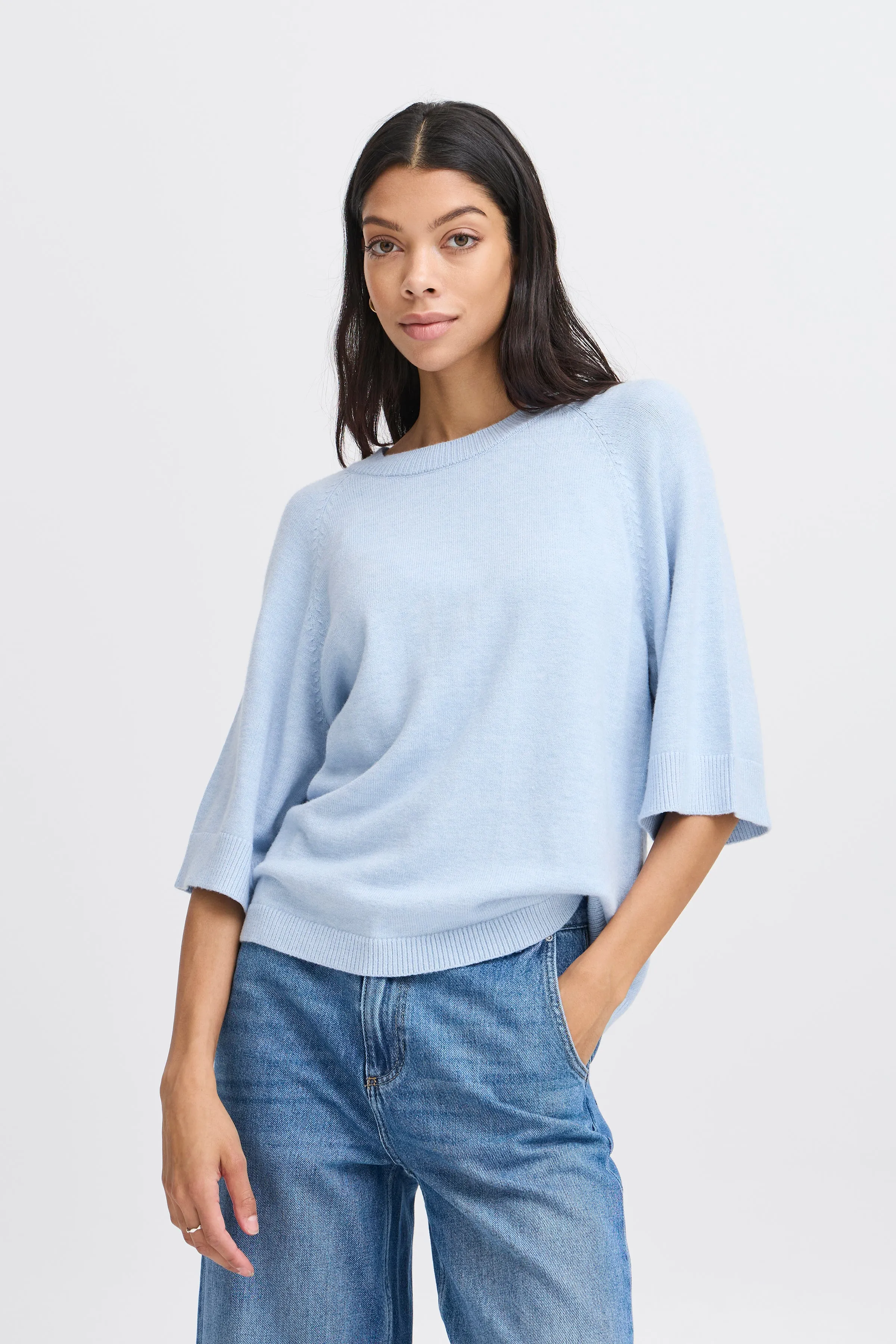 Nonina Loose Short Sleeve Jumper | Cashmere Blue Melange