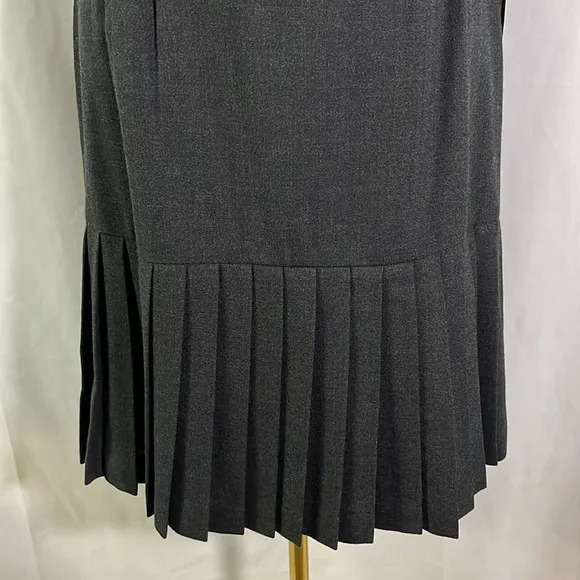 NWT Vintage Dana Buchman Gray Wool Drop Waist Pleated A-Line Midi Skirt