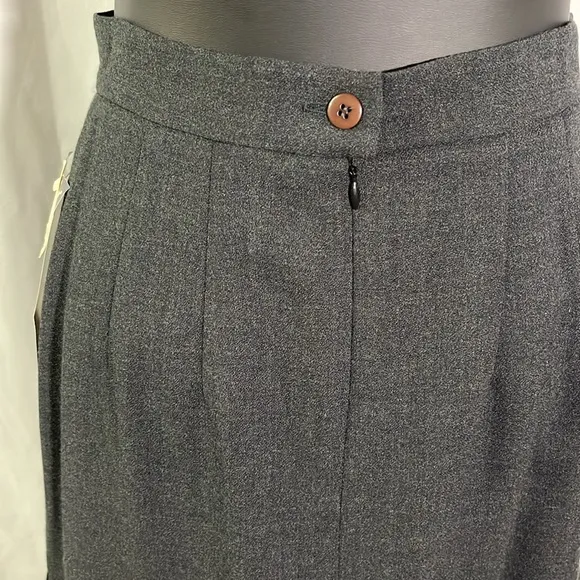 NWT Vintage Dana Buchman Gray Wool Drop Waist Pleated A-Line Midi Skirt