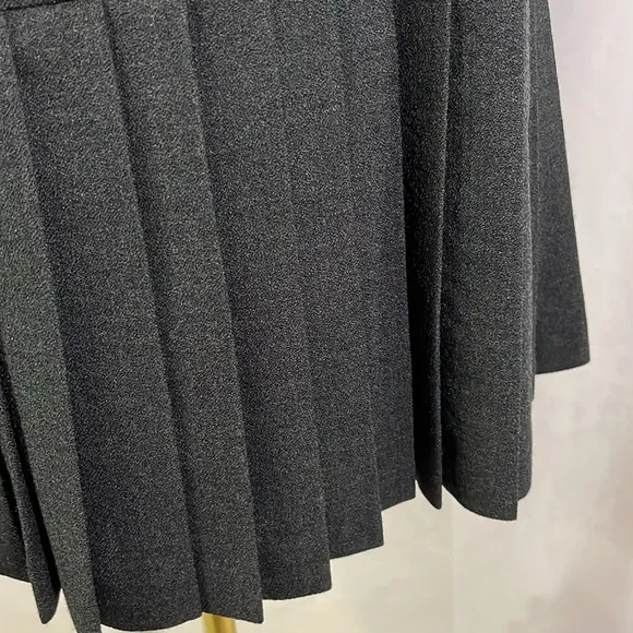 NWT Vintage Dana Buchman Gray Wool Drop Waist Pleated A-Line Midi Skirt