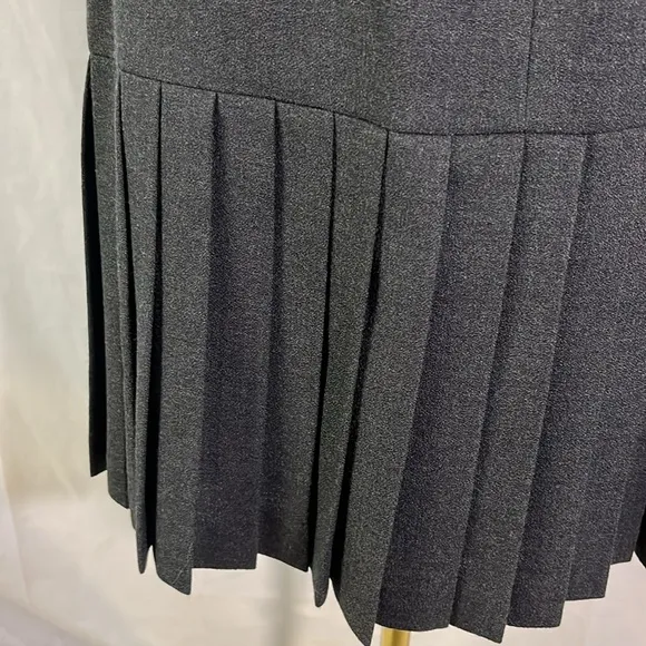NWT Vintage Dana Buchman Gray Wool Drop Waist Pleated A-Line Midi Skirt
