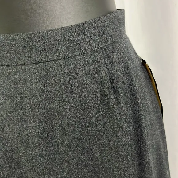 NWT Vintage Dana Buchman Gray Wool Drop Waist Pleated A-Line Midi Skirt