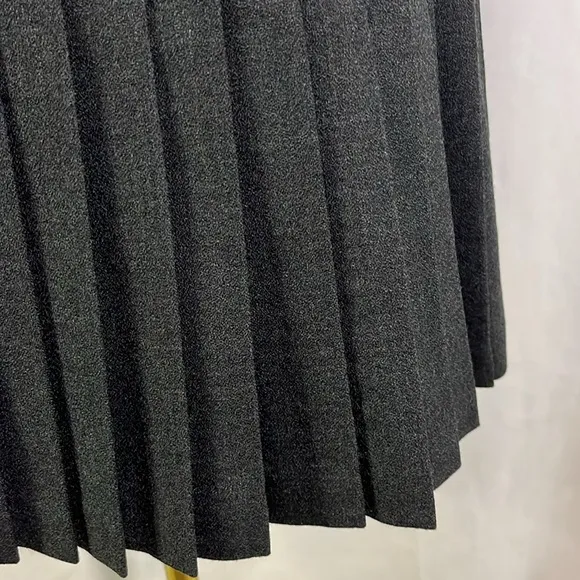 NWT Vintage Dana Buchman Gray Wool Drop Waist Pleated A-Line Midi Skirt