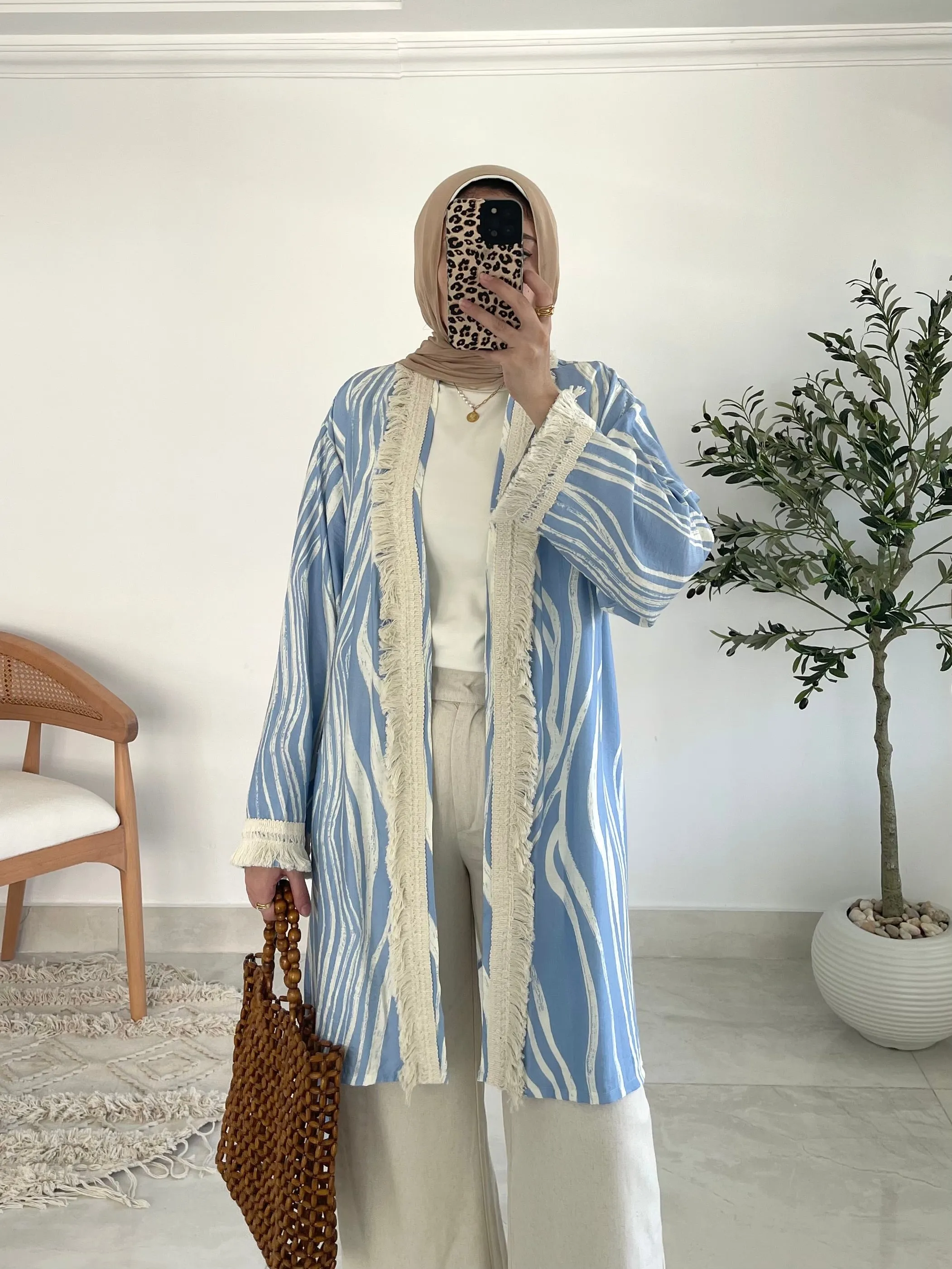 Oia Haze kimono in Sky blue