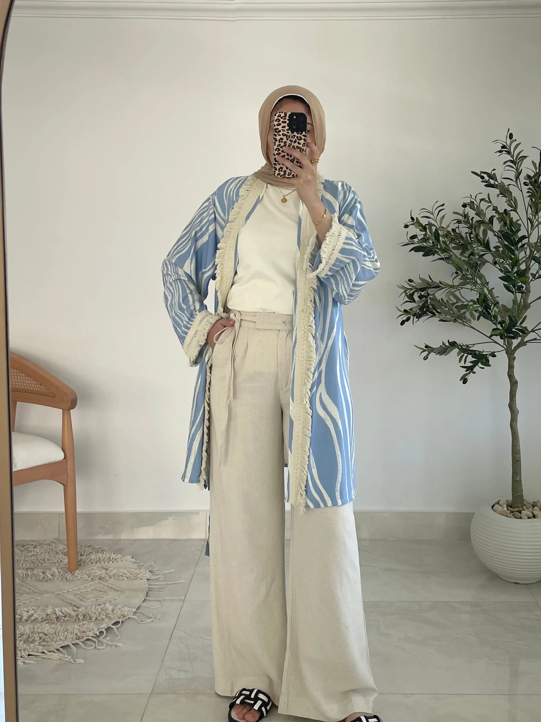 Oia Haze kimono in Sky blue