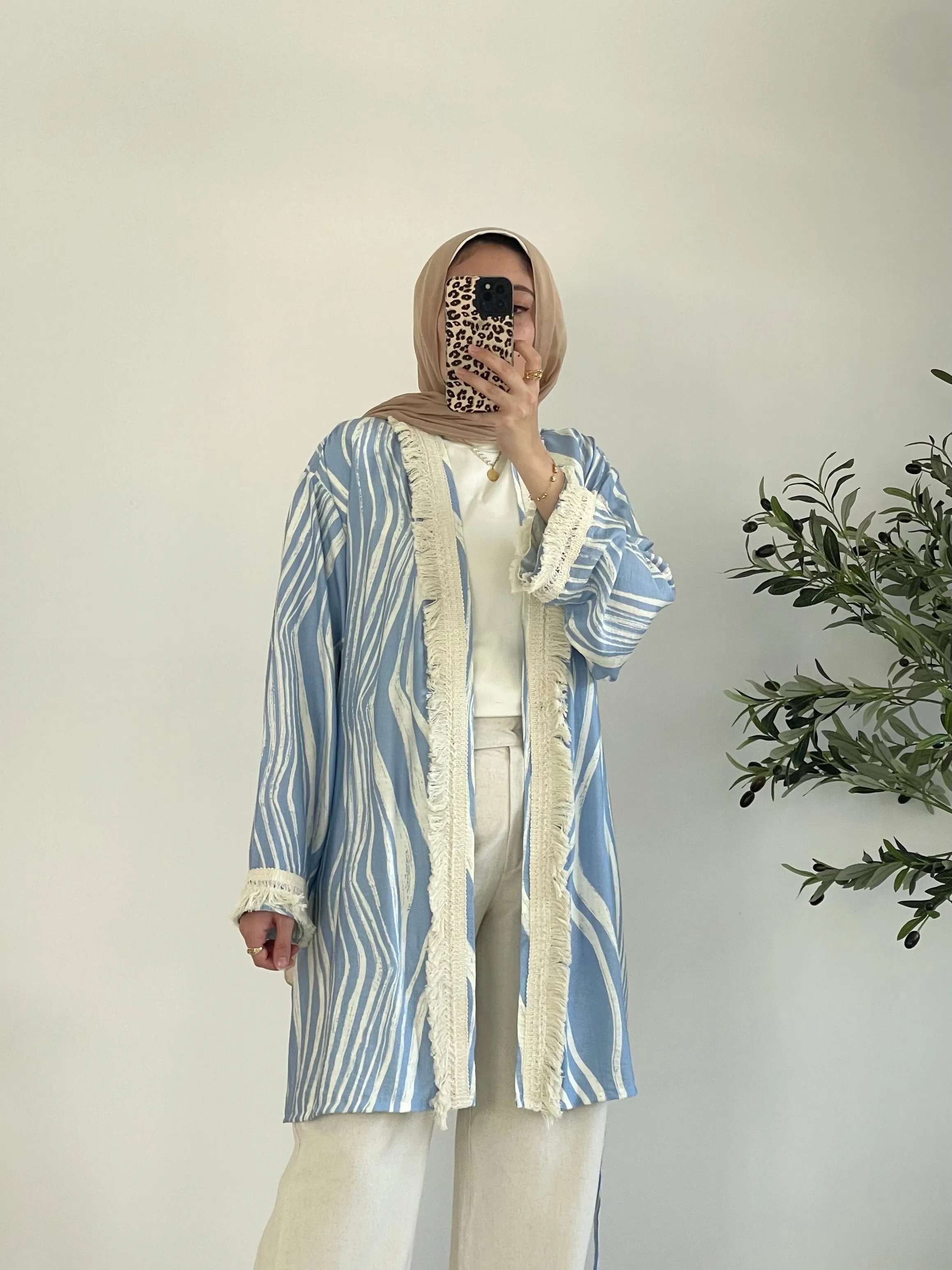 Oia Haze kimono in Sky blue