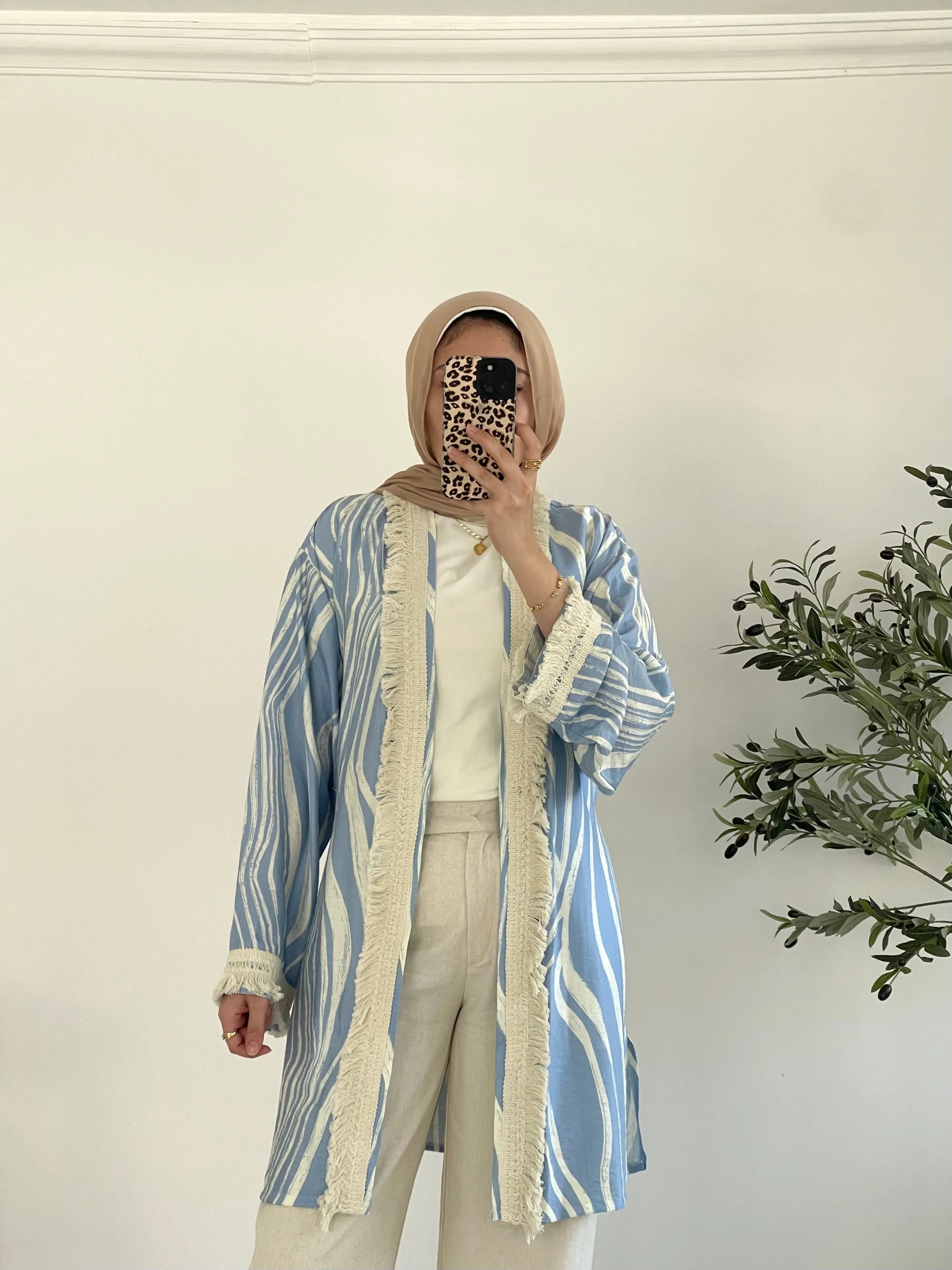 Oia Haze kimono in Sky blue