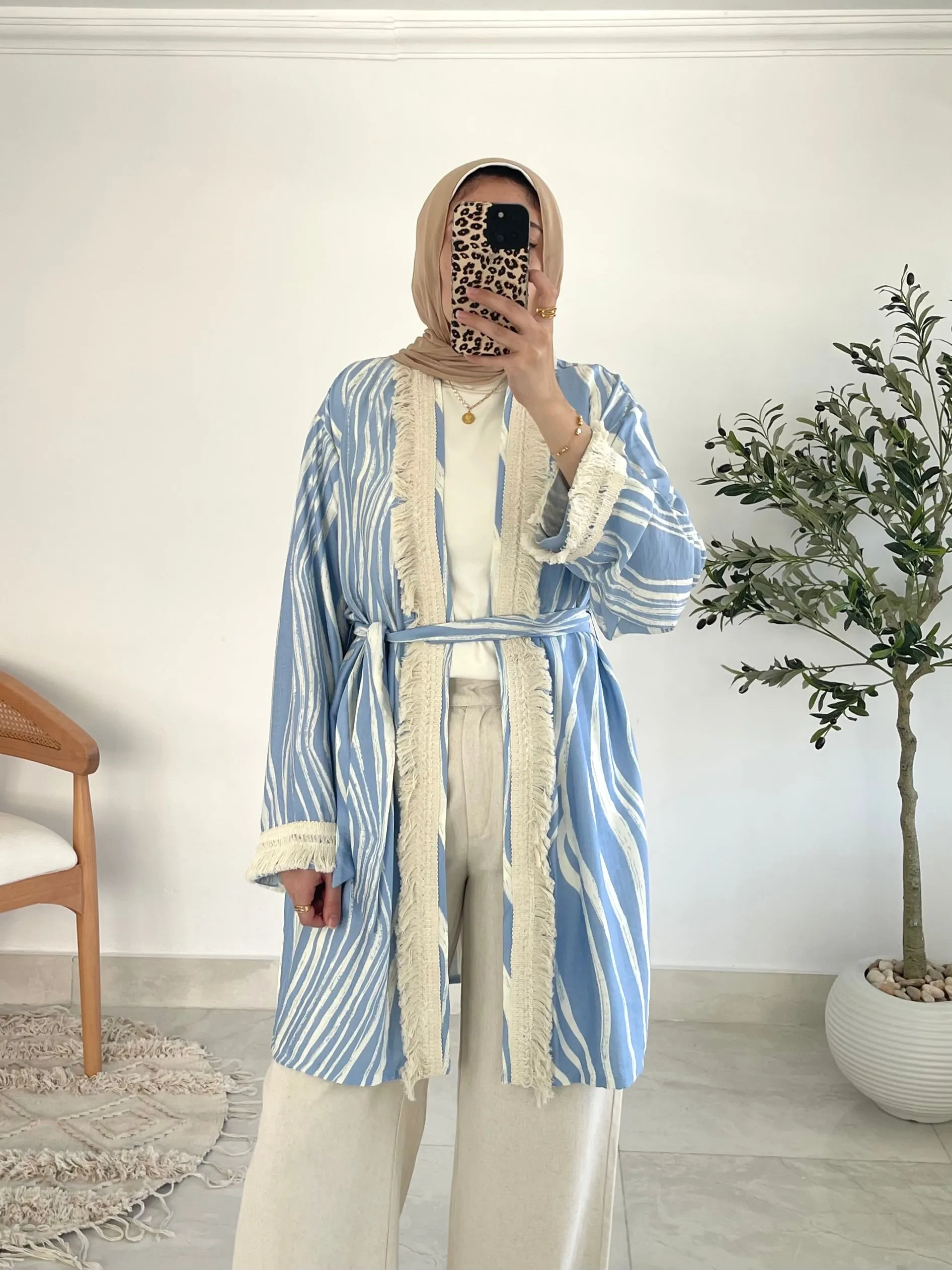 Oia Haze kimono in Sky blue